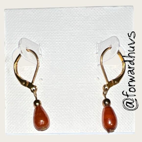 Bundle Sale 3 for $15 | Hand Crafted Teardrop Earrings – Reddish-Brown Beads - Picture 1 of 6